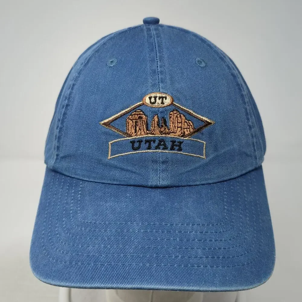 Utah Slideback Baseball Cap Blue OS Adjustable Headwear & Embroidered Royal